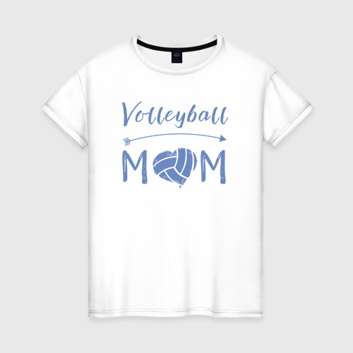 Женская футболка из хлопка с принтом Мама волейбола, вид спереди №1