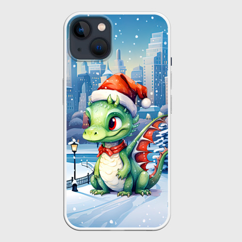 Чехол для iPhone 14 Plus с принтом Морозный   дракон, вид спереди №1
