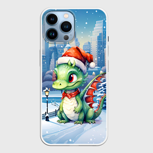 Чехол для iPhone 14 Pro Max с принтом Морозный   дракон, вид спереди №1