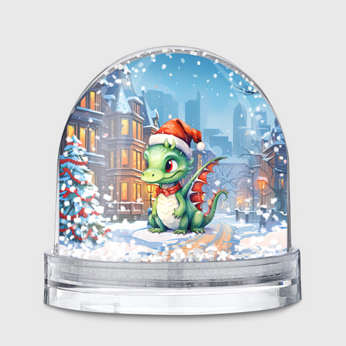 Игрушка Снежный шар с принтом Дракон зимний холод, вид спереди №1