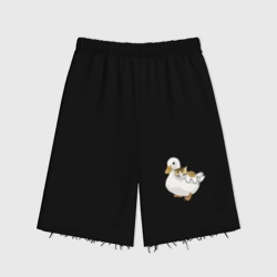 Женские шорты oversize футер хлопок Утка с  другом котёнком