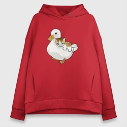 Женское худи Oversize хлопок Утка с  другом котёнком