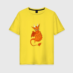 Оранжевый дракон – Женская футболка хлопок Oversize с принтом купить со скидкой в -16%
