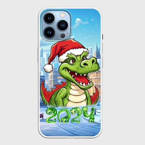 Чехол для iPhone 14 Pro Max с принтом Малыш новогодний  дракончик 2024, вид спереди №1
