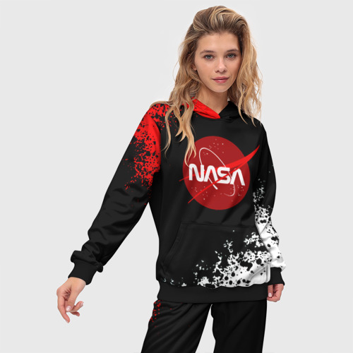 Женский костюм с толстовкой 3D NASA краски спорт, цвет черный - фото 3