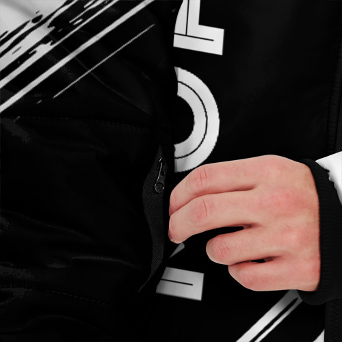 Мужская зимняя куртка 3D с принтом Моряк из России и герб РФ вертикально, вид сбоку #3