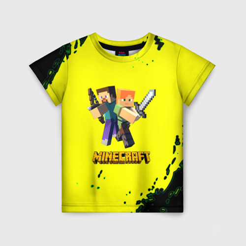 Детская футболка 3D Minecraft главные персонажи, цвет 3D печать