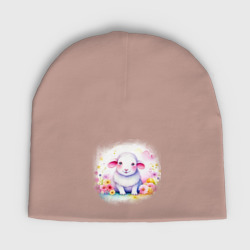 Милая овечка в цветах – Детская шапка демисезонная с принтом купить
