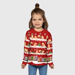 Детский лонгслив 3D Капибара с семьей на Новый год - фото 2