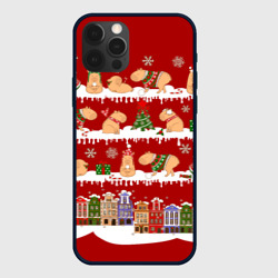 Чехол для iPhone 12 Pro Капибара с семьей на Новый год