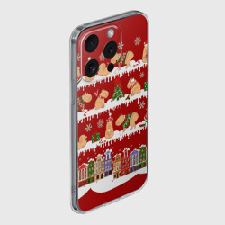 Чехол для iPhone 15 Pro силиконовый с защитой камеры Капибара с семьей на Новый год - фото 2