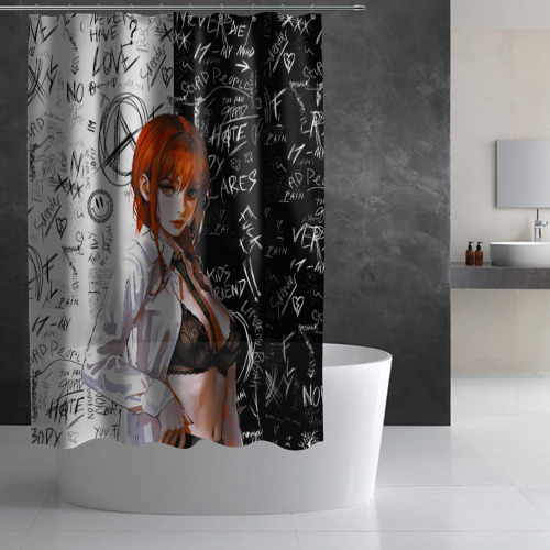 Штора 3D для ванной Makima sexy in bra - Chainsaw man - фото 2