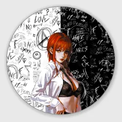 Круглый коврик для мышки Makima sexy in bra - Chainsaw man