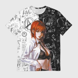 Мужская футболка 3D Makima sexy in bra - Chainsaw man