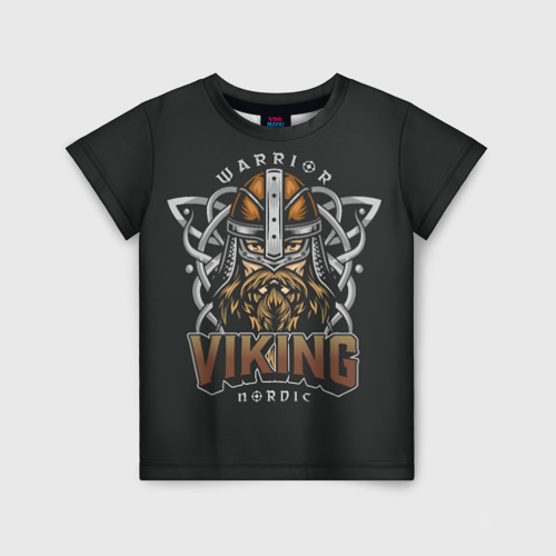 Детская футболка 3D с принтом Викинг - воин, вид спереди #2