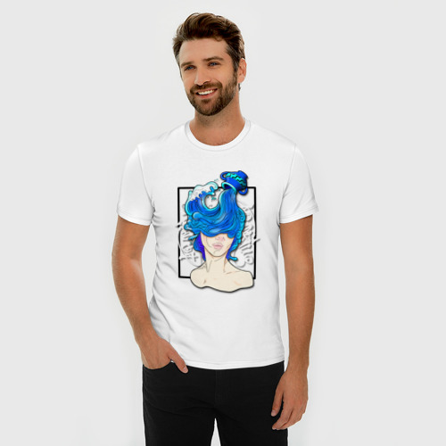 Мужская футболка хлопок Slim Aquarius-водолей, цвет белый - фото 3