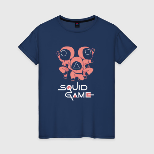Женская футболка из хлопка с принтом Чиби стражи - Игра в кальмара, вид спереди №1