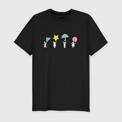 Мужская футболка хлопок Slim Значки игры - Игра в кальмара, цвет черный