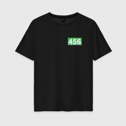 Женская футболка хлопок Oversize Номер 456 - Игра в кальмара