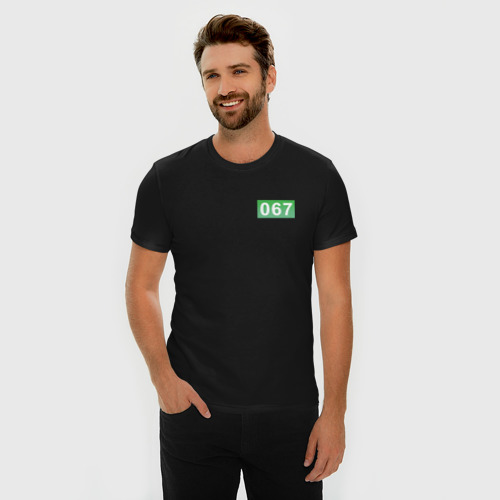 Мужская футболка хлопок Slim Номер 067 - Игра в кальмара, цвет черный - фото 3