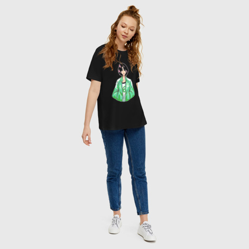 Женская футболка хлопок Oversize Сэ Бёк 067 - Игра в кальмара, цвет черный - фото 5