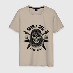 Rock n roll - live fast rock hard – Мужская футболка хлопок с принтом купить со скидкой в -20%