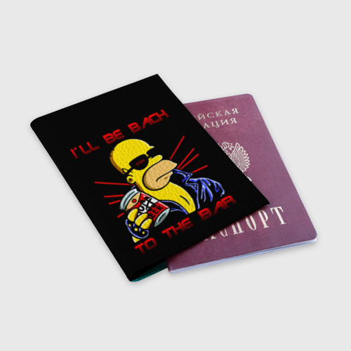 Обложка для паспорта матовая кожа Барминатор Гомер , цвет бирюзовый - фото 3