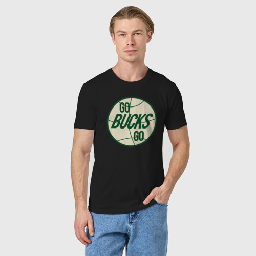 Мужская футболка хлопок Go bucks go, цвет черный - фото 3