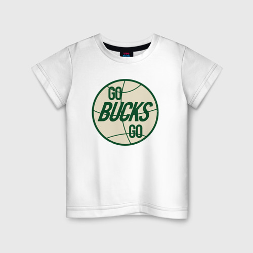 Детская футболка хлопок с принтом Go bucks go, вид спереди #2