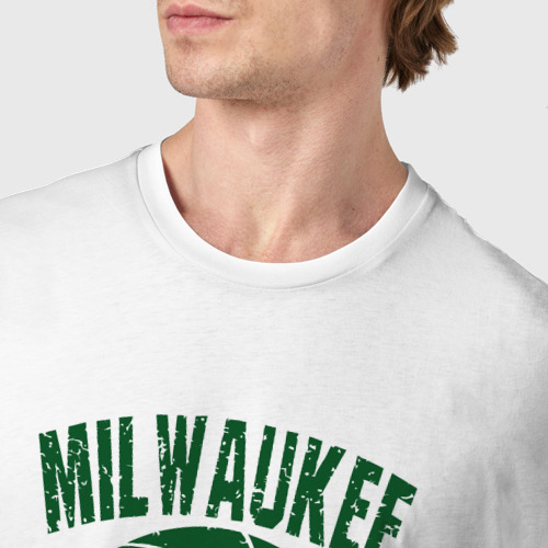 Мужская футболка хлопок Milwaukee basketball 1968, цвет белый - фото 6