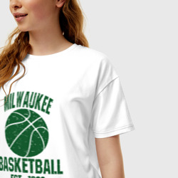 Женская футболка хлопок Oversize Milwaukee basketball 1968 - фото 2