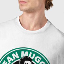Футболка с принтом Mean muggin coffee для женщины, вид на модели спереди №4. Цвет основы: белый