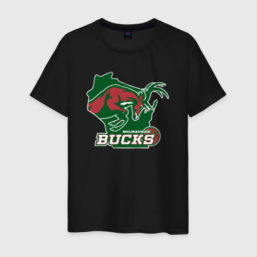 Мужская футболка хлопок Milwaukee bucks, цвет черный