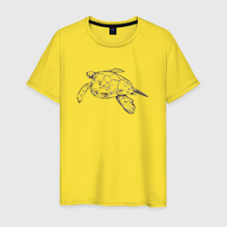 Морская черепаха уплывает – Мужская футболка хлопок с принтом купить со скидкой в -20%