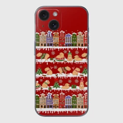 Чехол для iPhone 15 силиконовый с защитой камеры Капибара на Новый год