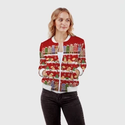 Женский бомбер 3D Капибара на Новый год - фото 2