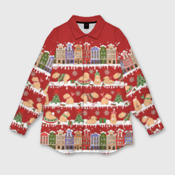 Мужская рубашка oversize 3D Капибара на Новый год