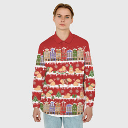 Мужская рубашка oversize 3D Капибара на Новый год - фото 2