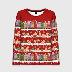 Женский лонгслив 3D Капибара на Новый год