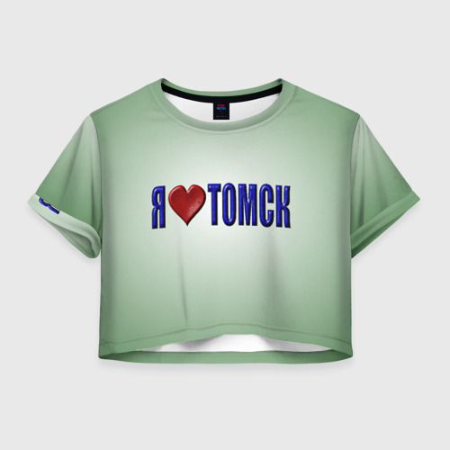 Женская футболка Crop-top 3D Я люблю Томск, цвет 3D печать