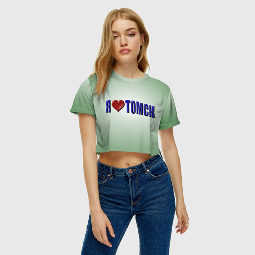 Женская футболка Crop-top 3D Я люблю Томск, цвет 3D печать - фото 3