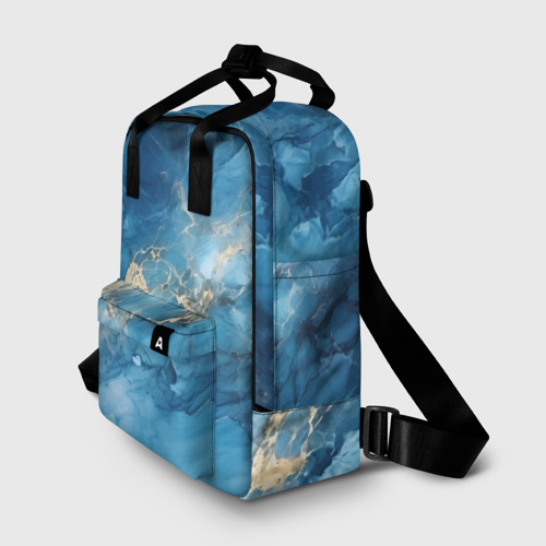Женский рюкзак 3D с принтом Синий мрамор, фото на моделе #1