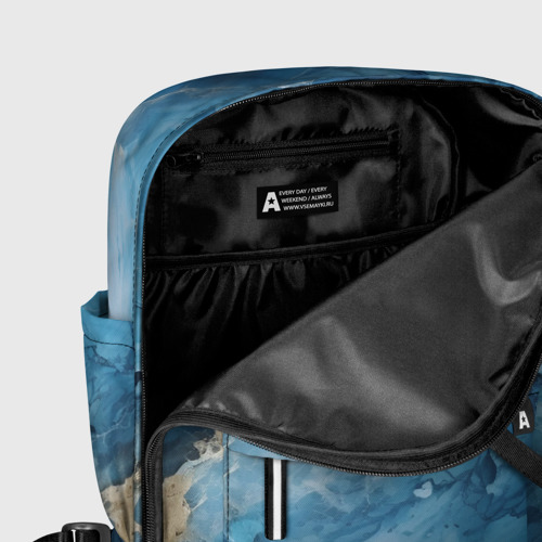 Женский рюкзак 3D с принтом Синий мрамор, фото #5