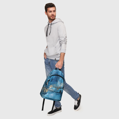Рюкзак 3D с принтом Синий мрамор, фото #5