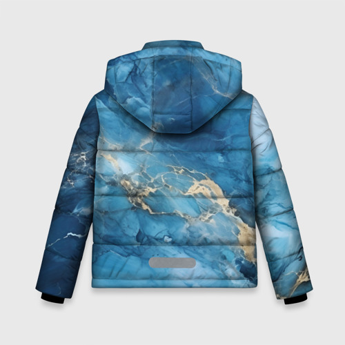 Зимняя куртка для мальчиков 3D с принтом Синий мрамор, вид сзади #1