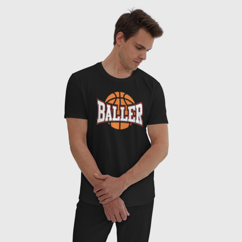 Мужская пижама хлопок Baller style, цвет черный - фото 3
