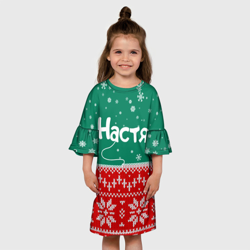 Детское платье 3D Настя новогодний ugly свитер, цвет 3D печать - фото 4