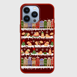 Чехол для iPhone 13 Pro Капибара с семьей зимой