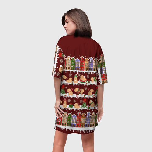 Платье-футболка 3D Капибара с семьей зимой, цвет 3D печать - фото 4