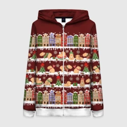 Женская толстовка 3D на молнии Капибара с семьей зимой